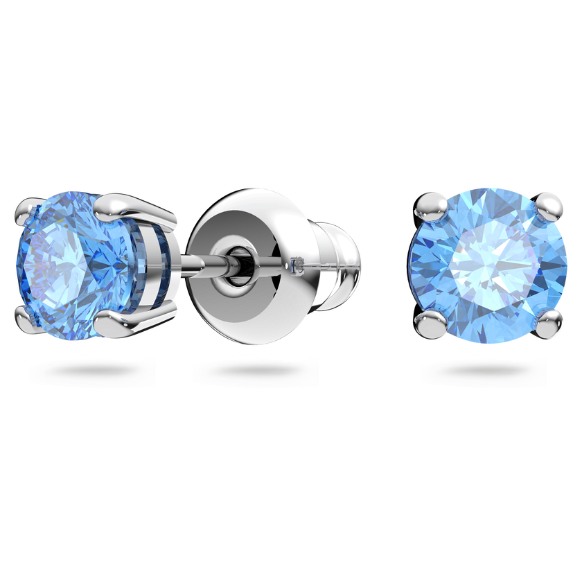 swarovski una set  round cut  blue  rhodium plated