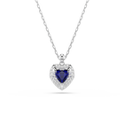 swarovski one pendant  heart cut  pav   heart  blue  rhodium plated