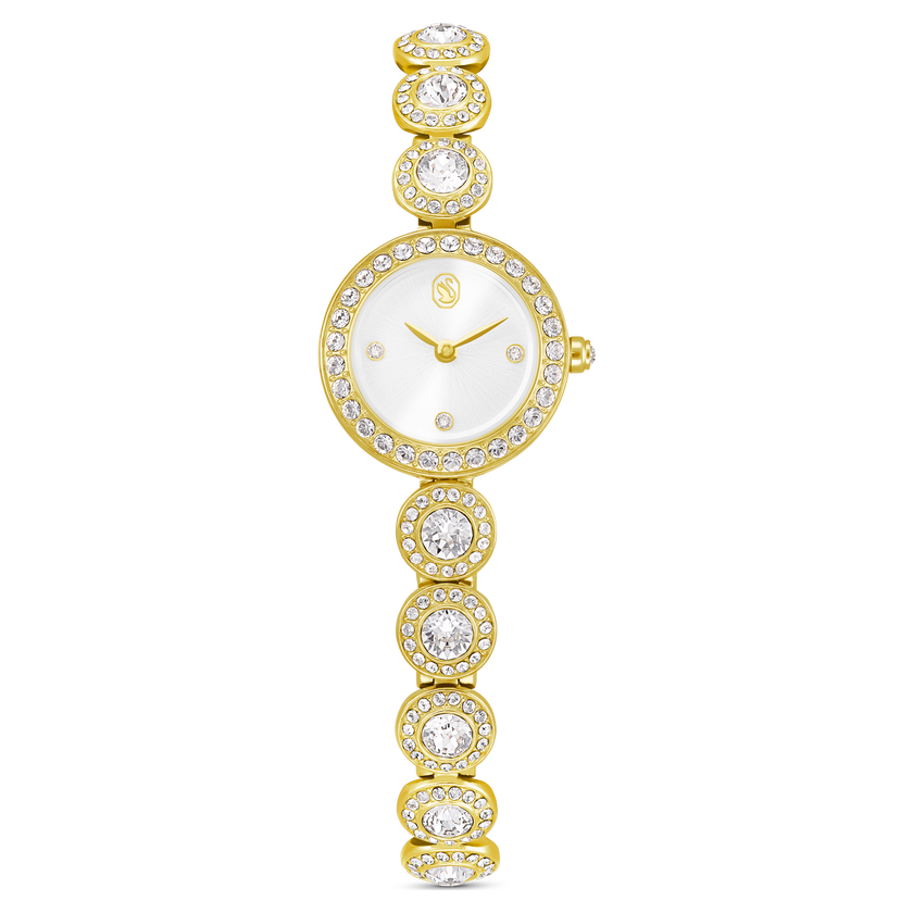 swarovski una angelic watch  crystal bracelet  gold tone  gold tone finish