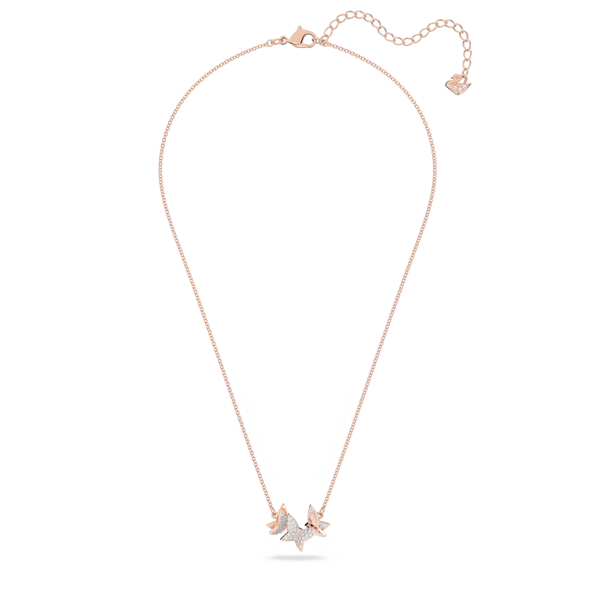 Buy Swarovski Lilia necklace, Butterfly, White, Rose-gold tone plated ...