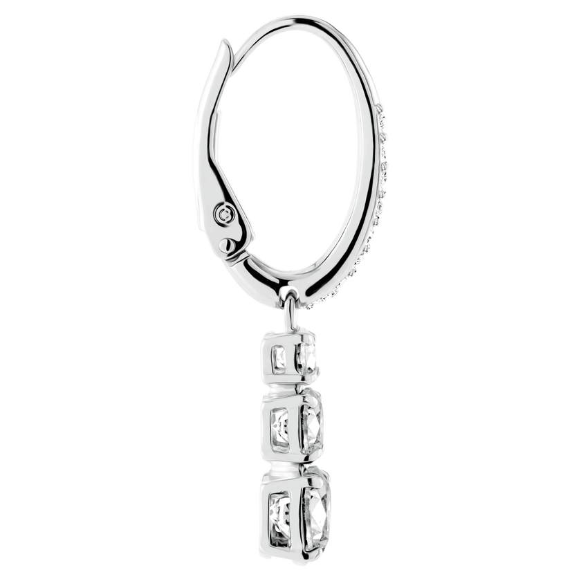 swarovski stilla attract hoop earrings  round cut  white  rhodium plated