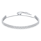 Subtle Double Bracelet, White, Rhodium Plated