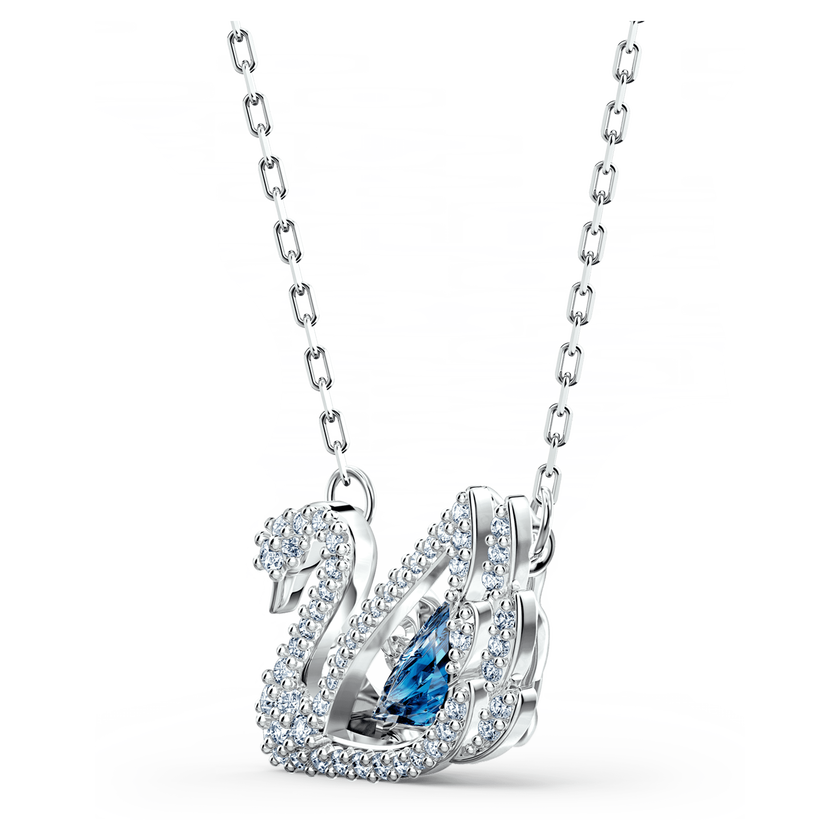 swarovski dancing swan necklace  swan  blue  rhodium plated