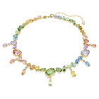 swarovski gema necklace  mixed cuts  dangling crystals  multicolored  gold tone plated