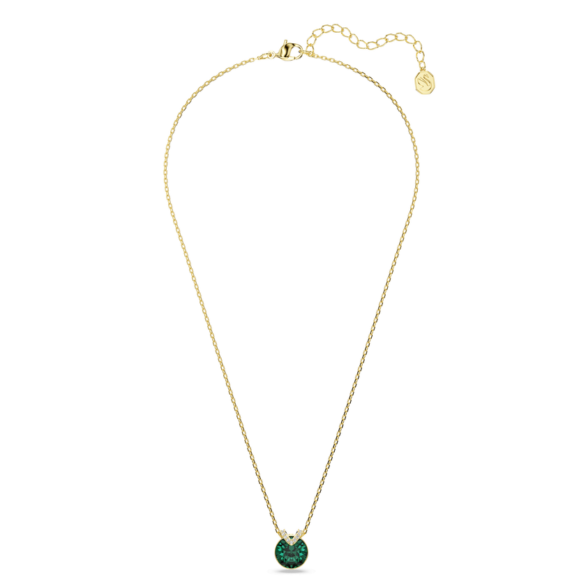 swarovski bella v pendant  round cut  green  18k gold finish