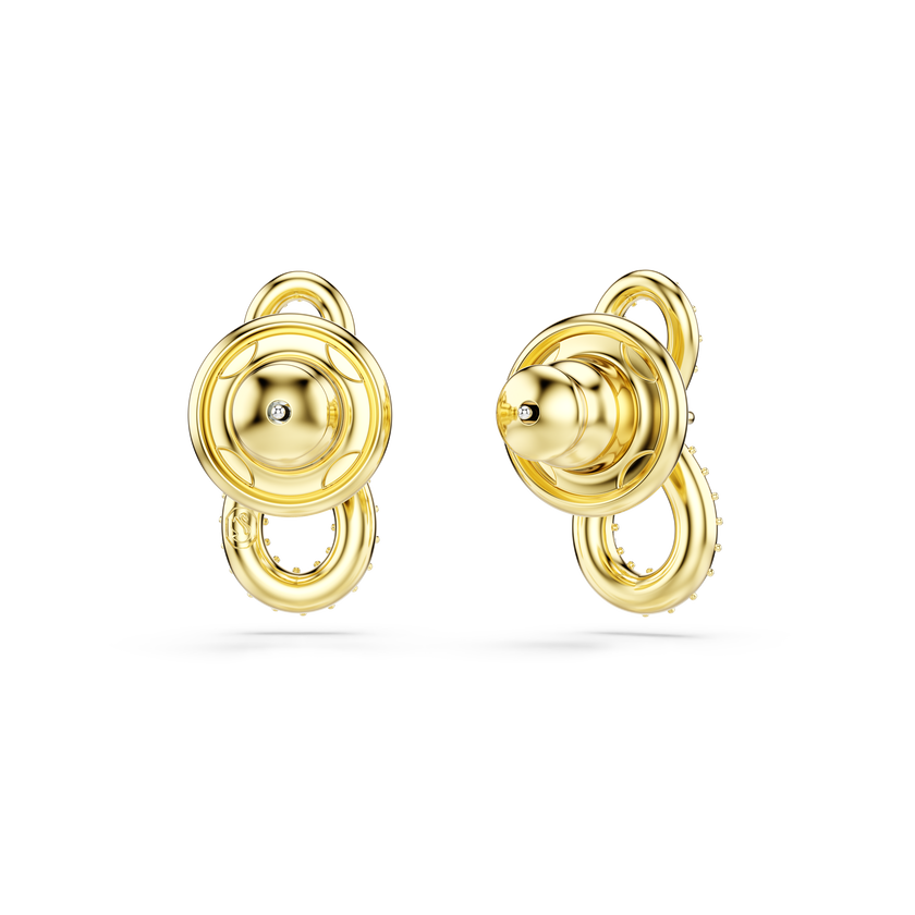 swarovski hyperbola stud earrings  round cut  pav   infinity  white  rhodium plated