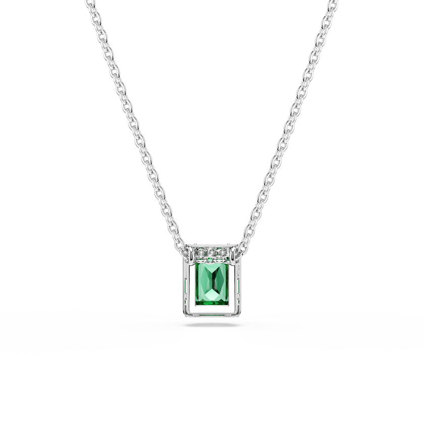 swarovski una angelic pendant  rectangular cut  pav   green  rhodium plated