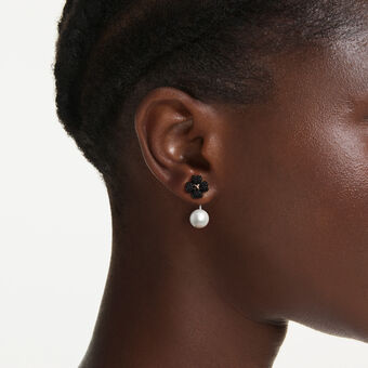 swarovski latisha earrings  pav   clover  black  mixed metal finish