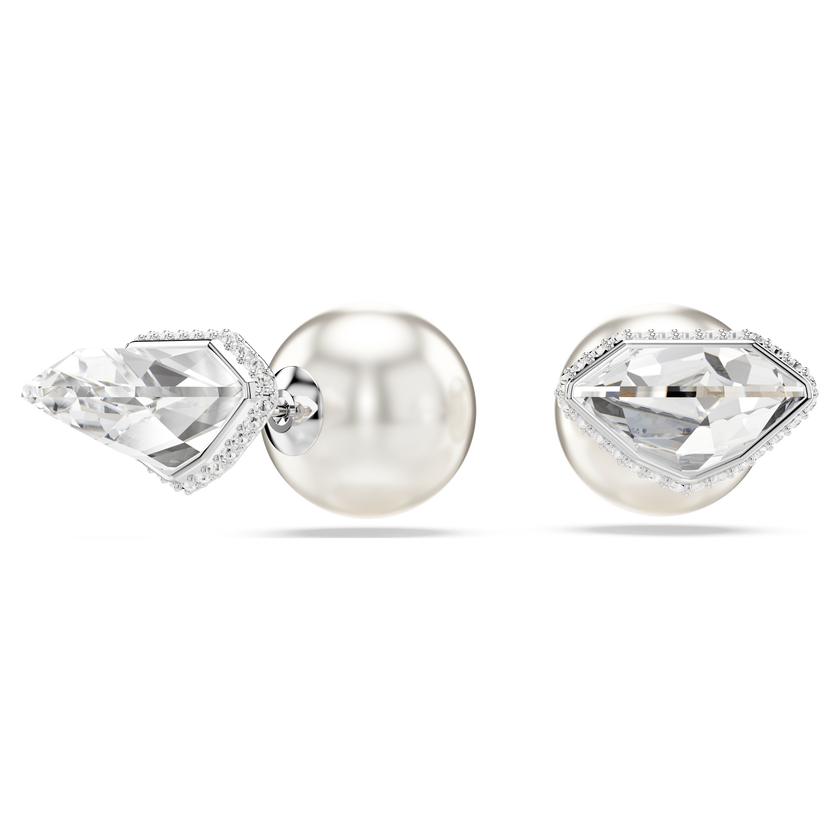 swarovski lucent stud earrings  pav   ball  white  rhodium plated