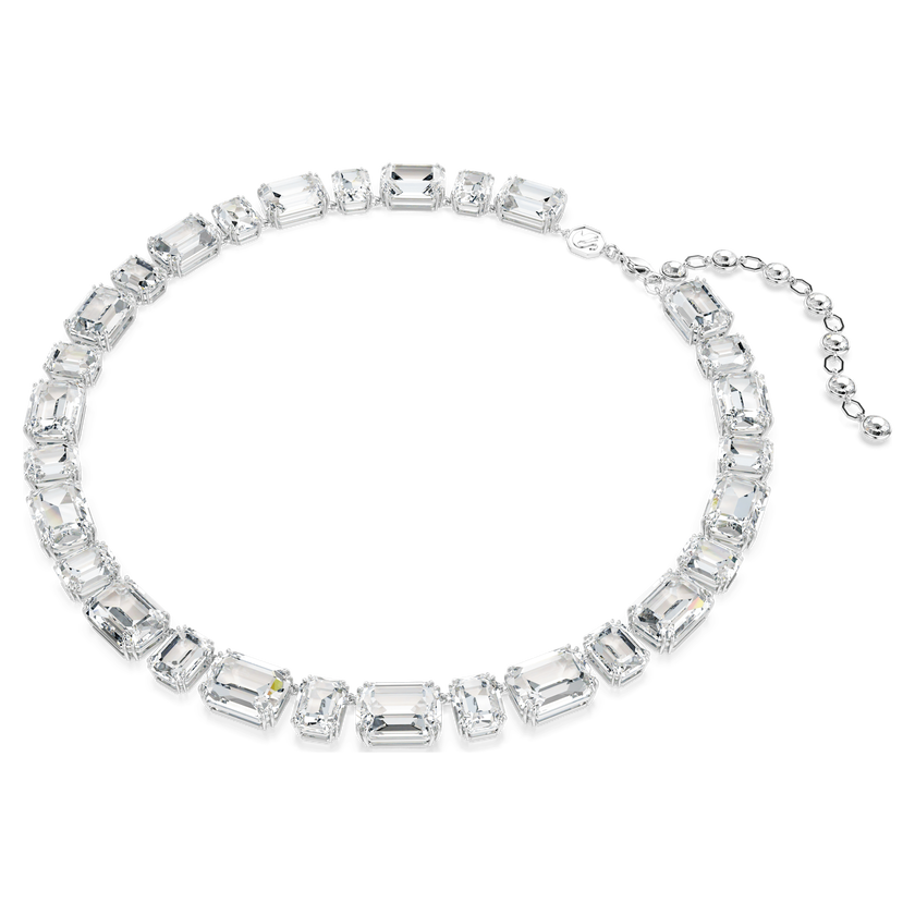 swarovski millenia tennis necklace  octagon cut  white  rhodium plated