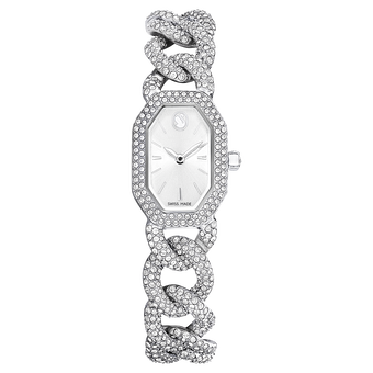 swarovski dextera chain watch swiss made crystal bracelet silver tone stainless steel