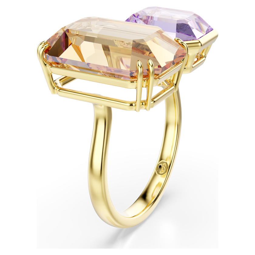 swarovski millenia open ring  octagon cut  multicolored  18k gold finish
