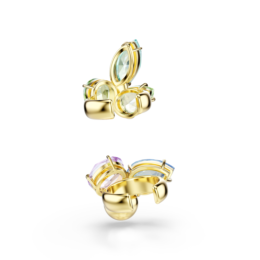 swarovski gema ear cuffs  asymmetrical design  mixed cuts  multicolored  gold tone plated