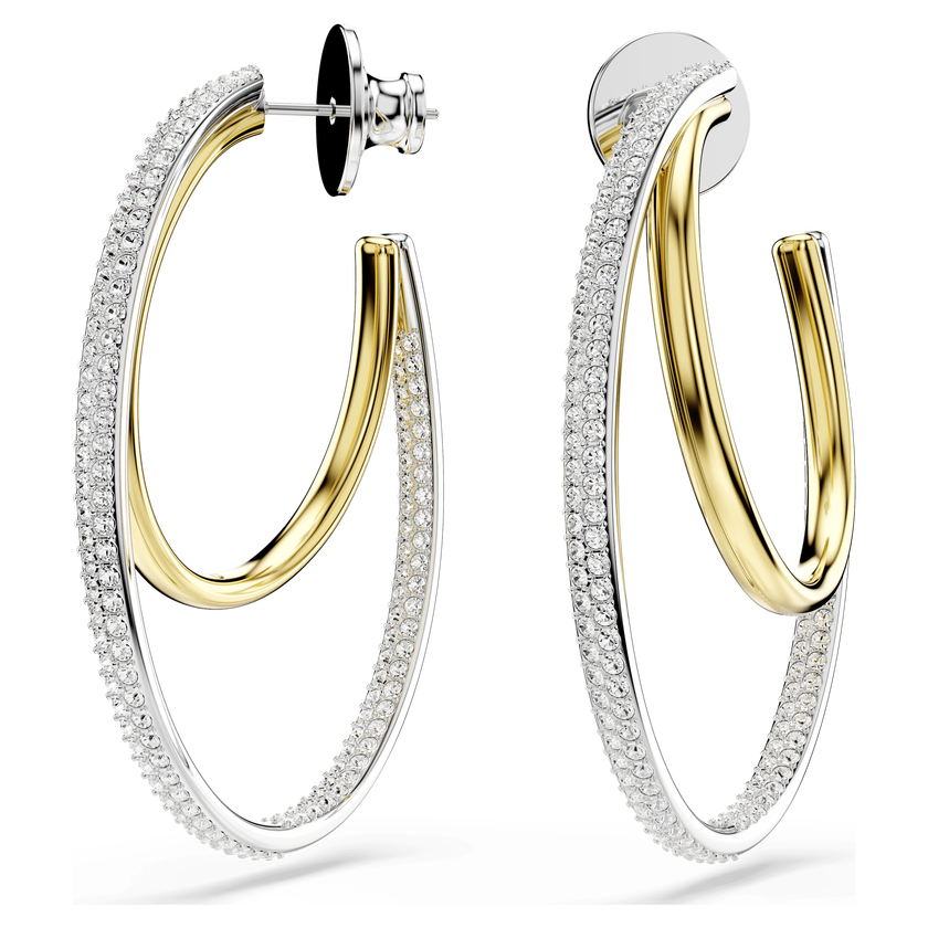 swarovski hyperbola hoop earrings  round cut  medium  white  mixed metal finish