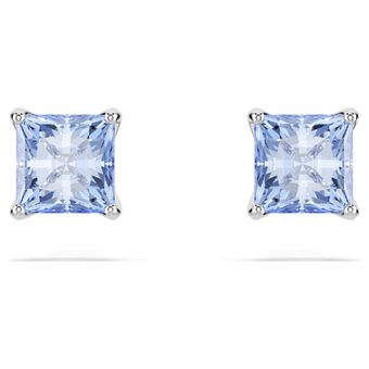 Matrix stud earrings, Square cut, Blue, Rhodium plated swarovski matrix stud earrings  square cut  blue  rhodium plated