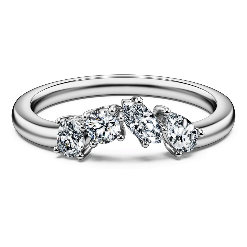 swarovski galaxy ring  set  2   lab grown diamonds 1 4 ct tw  pear shape  18k white gold