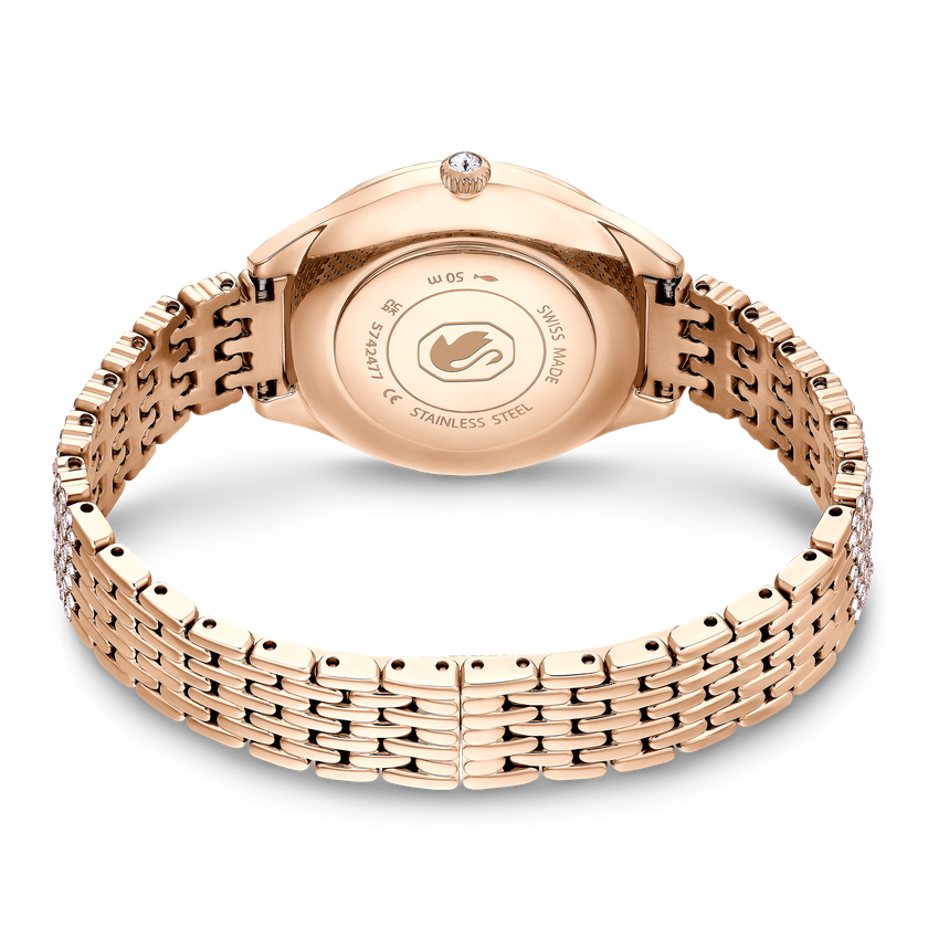 swarovski attract watch  swiss made  metal bracelet  rose gold tone  rose gold tone finish