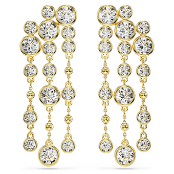swarovski imber drop earrings  round cut  chandelier  white  gold tone plated