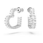 swarovski matrix hoop earrings heart small white rhodium plated