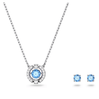 swarovski una set round cut blue rhodium plated