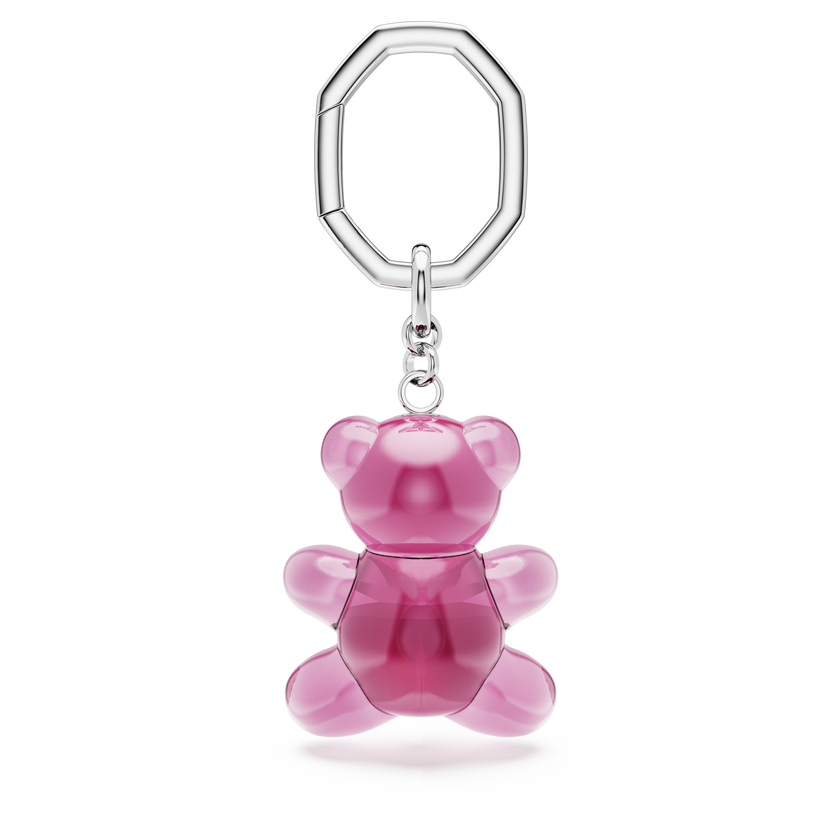 swarovski teddy key ring  bear  pink  rhodium plated
