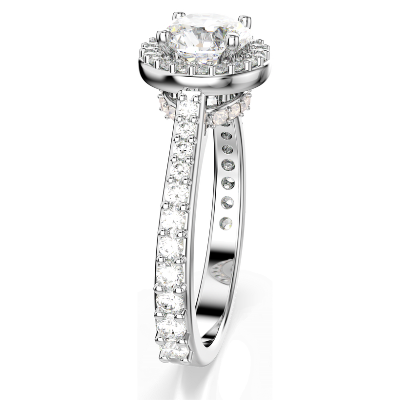 swarovski una angelic ring  round cut  white  silver tone finish