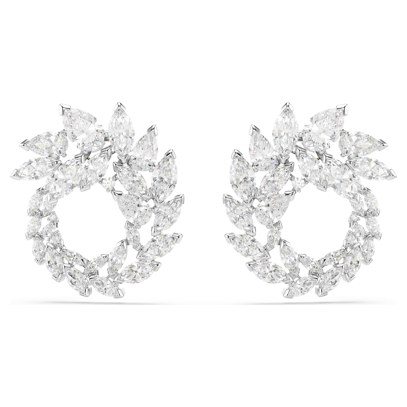 swarovski mesmera hoop earrings  marquise cut  white  rhodium plated