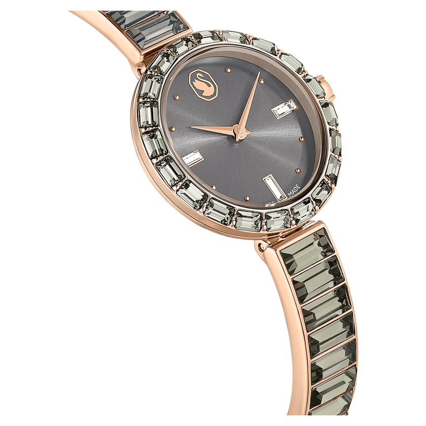 swarovski matrix bangle watch  swiss made  crystal bracelet  gray  rose gold tone finish