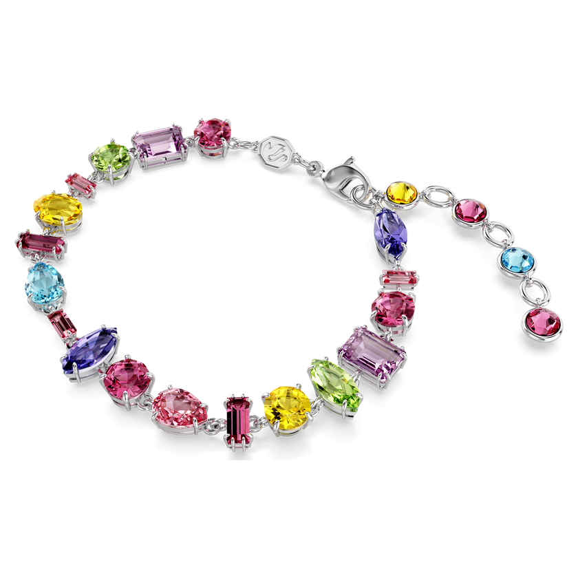 swarovski gema bracelet  mixed cuts  multicolored  rhodium plated