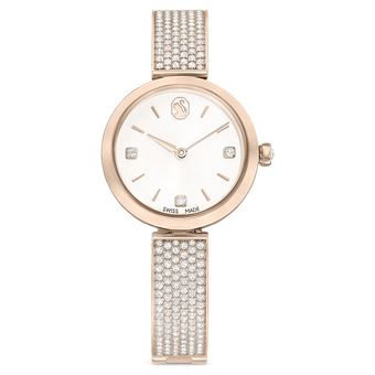 swarovski illumina watch swiss made metal bracelet gold tone champagne gold tone finish