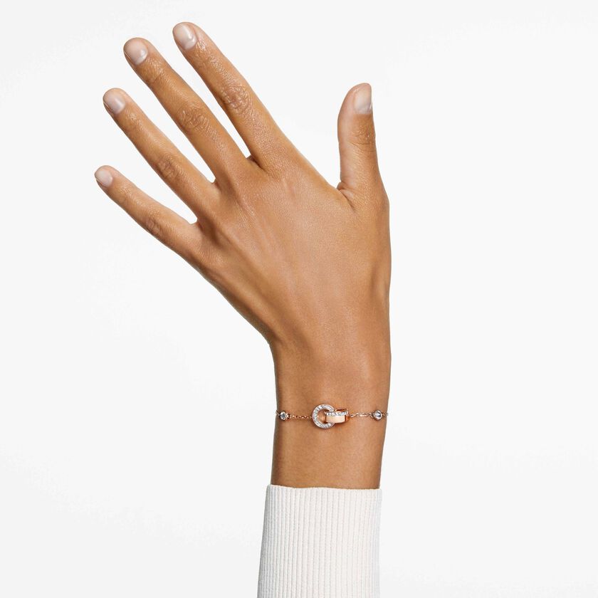 swarovski dextera bracelet  interlocking loop  white  18k rose gold finish