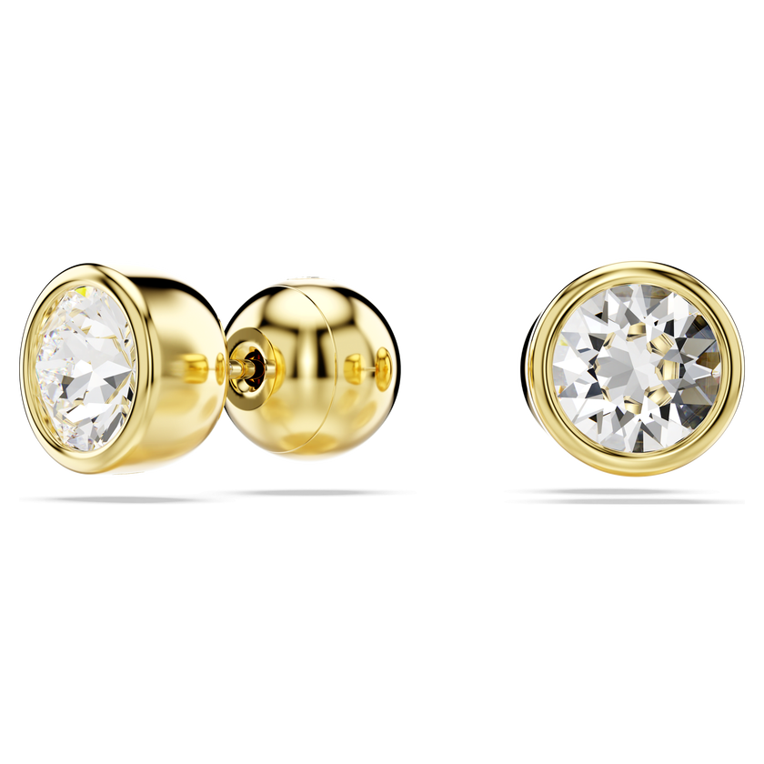 swarovski imber stud earrings  round cut  white  gold tone plated