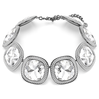 swarovski una angelic choker  cushion cut  white  ruthenium plated
