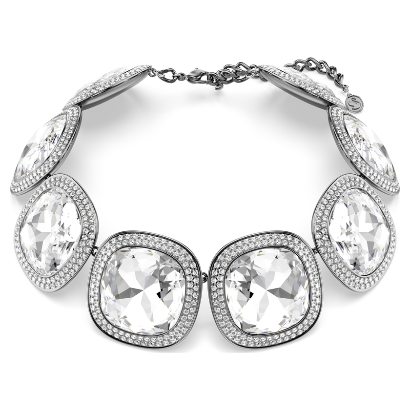 swarovski una angelic choker  cushion cut  white  ruthenium plated