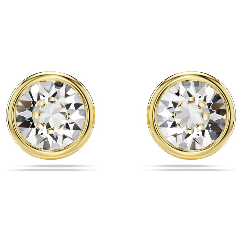 swarovski imber stud earrings  round cut  white  gold tone plated