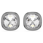 swarovski una angelic clip earrings  cushion cut  white  ruthenium plated