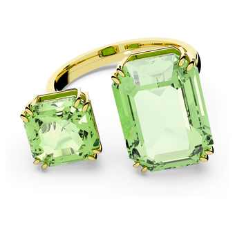 swarovski millenia cocktail ring  octagon cut crystals  green  gold tone plated