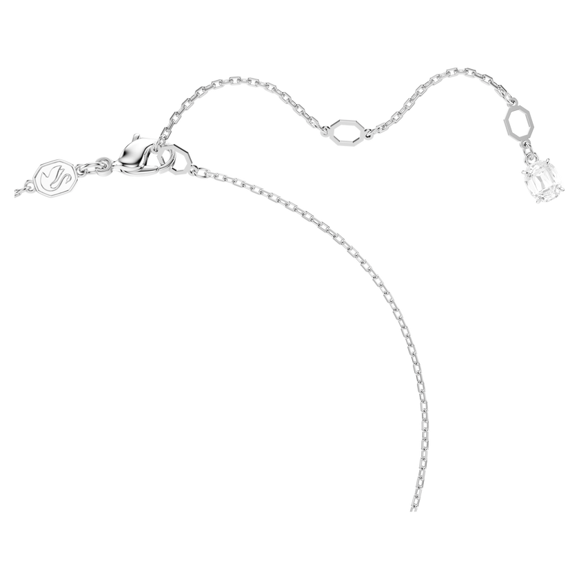 swarovski matrix pendant  crystal pearl  round cut  white  rhodium plated