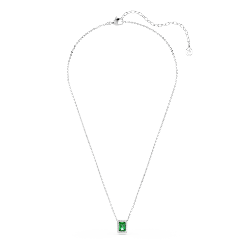 swarovski una angelic pendant  rectangular cut  pav   green  rhodium plated