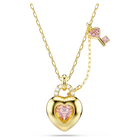 swarovski idyllia pendant  mixed cuts  heart  key  pink  gold tone plated