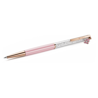 swarovski crystalline ballpoint pen  teddy  pink  pink lacquered  rose gold tone plated
