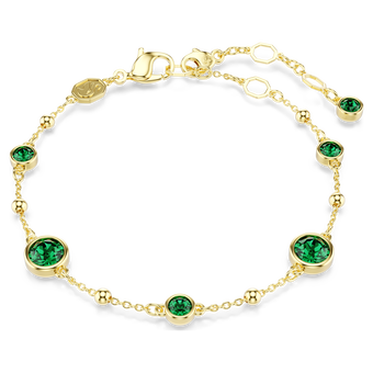 swarovski imber bracelet round cut green gold tone plated