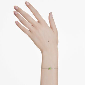 swarovski birthstone bracelet  square cut  august  green  rhodium plated