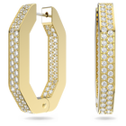 swarovski dextera hoop earrings octagon shape medium white gold tone plated