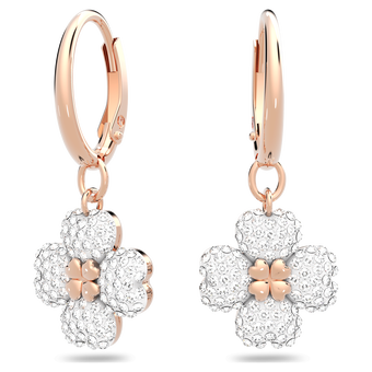 swarovski latisha drop earrings  flower  white  rose gold tone plated
