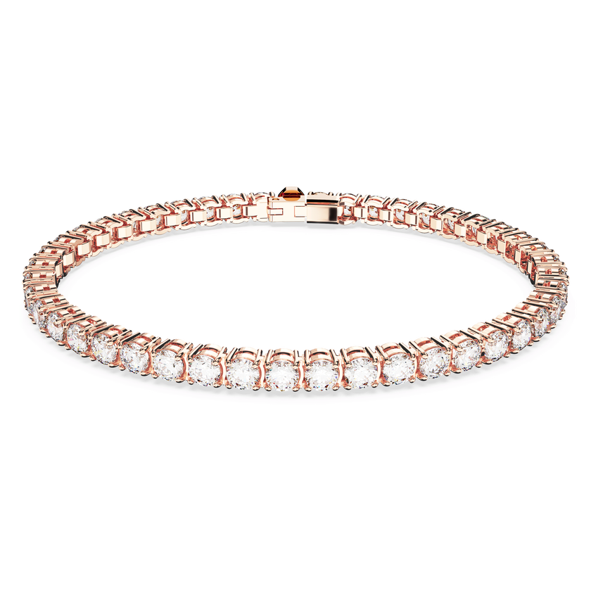 swarovski matrix tennis bracelet  round cut  white  18k rose gold finish