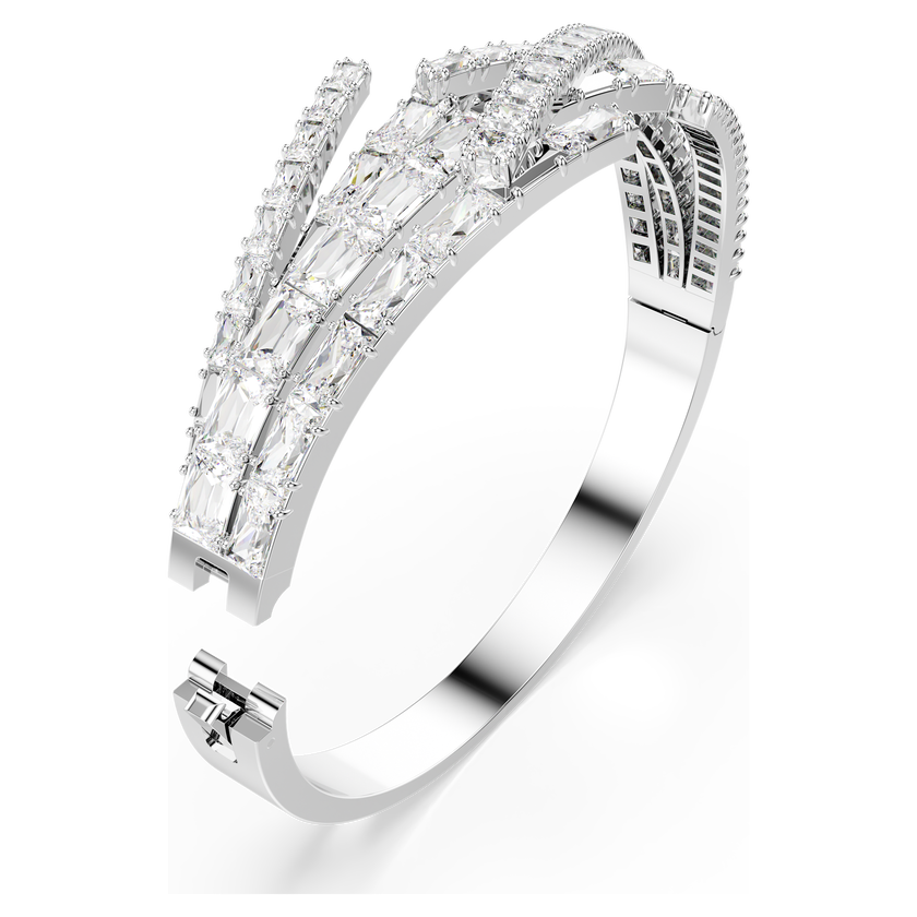 swarovski matrix bangle  mixed cuts  white  rhodium plated