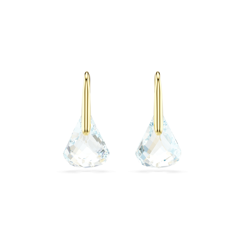 swarovski lunar drop earrings  oval cut  white  18k gold finish