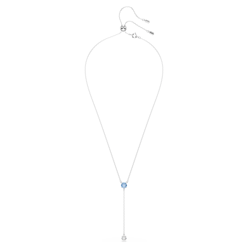 swarovski stilla attract y necklace  round cut  blue  rhodium plated
