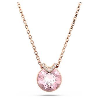 swarovski bella v pendant  round cut  pink  rose gold tone plated